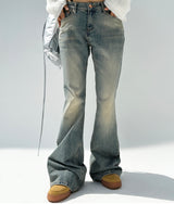 COFFEE BEAN LOOSE-FIT SEMI-WIDE YELLOW LIGHT BLUE BOOTCUT