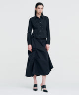 DOZI - Pinched Long Skirt _ BLACK