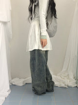 line and pleated dress