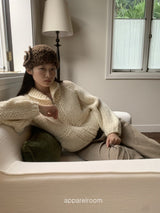 wool Thick Bold Knitwear Zip-Up Cardigan