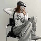 ダラレタリングセミクロップド長袖Tシャツ