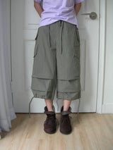 Elise Nylon Wide Capri Bermuda Pants