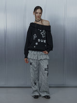FRILL LEOPARD PRINT PANTS / GREY_P
