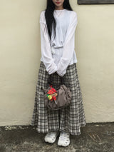 Maple Check Banded Shirred Skirt (3c)