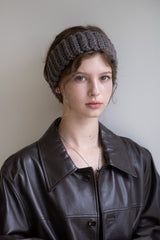 Wool blend knit ear warmer and hairband (Brown grey)