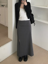 Lower Slit Long Skirt (2 colors)