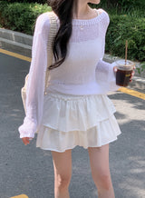 Pure Frill Mini Tiered Skirt Pants (3color)