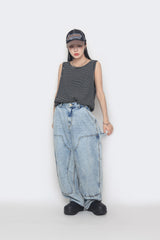 Knitwear oversized sleeveless T-shirt