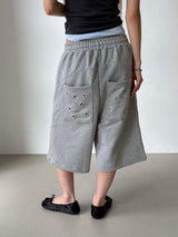 Eyelet back pocket bermuda pants(3color)