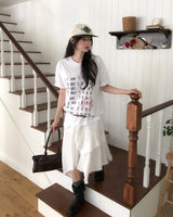Humming Lace Unbalance Skirt