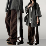 Vito coloring nylon three-line track line wide pants