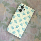 Rose Dot Lemon Yellow Vintage Diary Case Leather Card wallet Phone Case