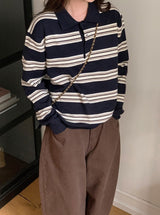 #LM Daily Multi Border Collar Knit (3color)