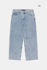 Retro waist hook cut-out denim pants