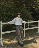 コンストブリングダメージワイドデニム