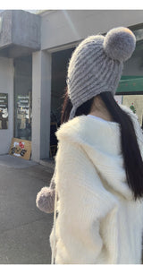 Formal oversized-fit hooded soft knit cardigan