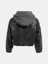 Marlene Leather Mix Hoodie Jacket