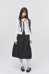 Logo Muffler V-neck Top White