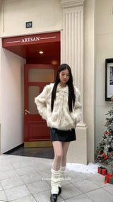 Ivory Fox High-Sleeved Collar Jacket