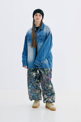ISD HIGH SUPER WIDE JOGGER PANTS BLACK SNOWFLAKE