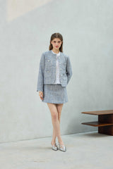 CHERISH TWEED SKIRT PANTS / SKY BLUE
