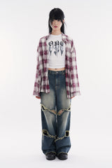Moss bleach ombre check shirt