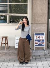 Dot Crop Three Quarter Sleeve T-Shirt (4color)