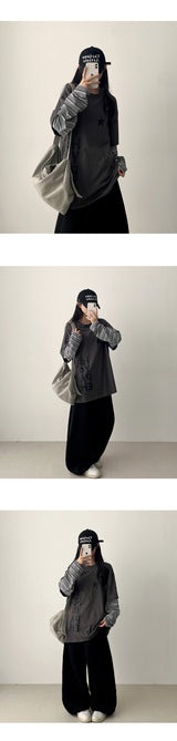 [short, basic, long choice*] high banding side incision コットンワイドパンツ