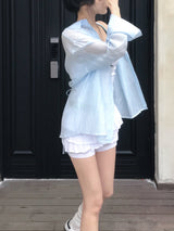 Back Note Back Strap Oversized Long Sleeve Shirt
