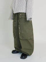Kuro banding snap pocket wide fit washed pants