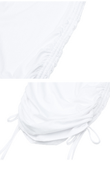 [mnem] シャーリングストラップミニドレス (white)