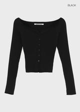 [MADE] Momori Ribbed Wide U-Neck Knit Cardigan