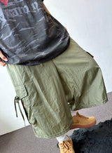 Riboni Crinkled Nylon Cargo Bermuda Shorts 3color