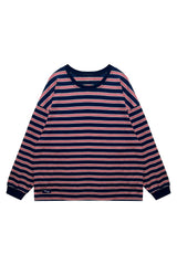JERRY STRIPE OVERFIT LONG SLEEVE T-SHIRT / NAVY