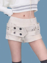 big button belt shorts (2color)
