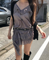 ポアタレスフリルロングビスチェops