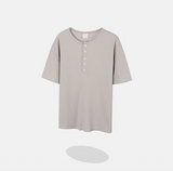 [Unisex] ワッフルヘンリーネックハーフスリーブ (4color)
