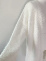 Katsumi Loose-Fit Fur Cardigan (White)