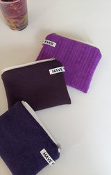 Ribbed flat pouch - deep purple , M size