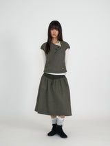TULIP COLLAR PUFF BLOUSE (DOT KHAKI)