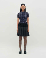 Plaid Smocking T-Shirt _ PURPLE