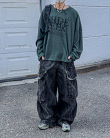 Fringe Balloon Cargo Denim Pants