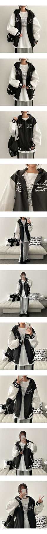 53 Big Lettering Windbreaker Hooded Jumper