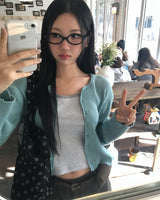 [ORIGINAL] Pudding Frill Angora Knit Cardigan
