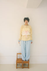 KIKI HENLEY NECK WAFFLE TOP (BUTTER)