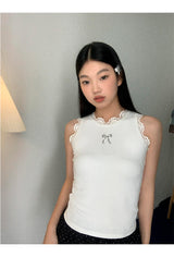 cat lace bow sleeveless tee
