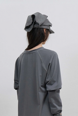 Scarf Veil Wool Cap / Grey
