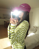 Taen Diagonal Button Stripe Hooded T-Shirt
