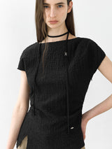 (BL-4316)WRINKLE SHIRRING BLOUSE