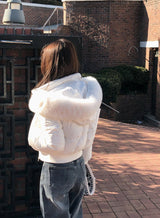#Winter 2WAY Fur Hood Crop Padding (3color)